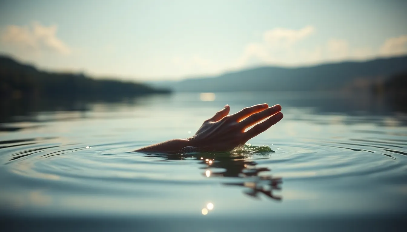 Swimmer's Hand Breaking Water Surface