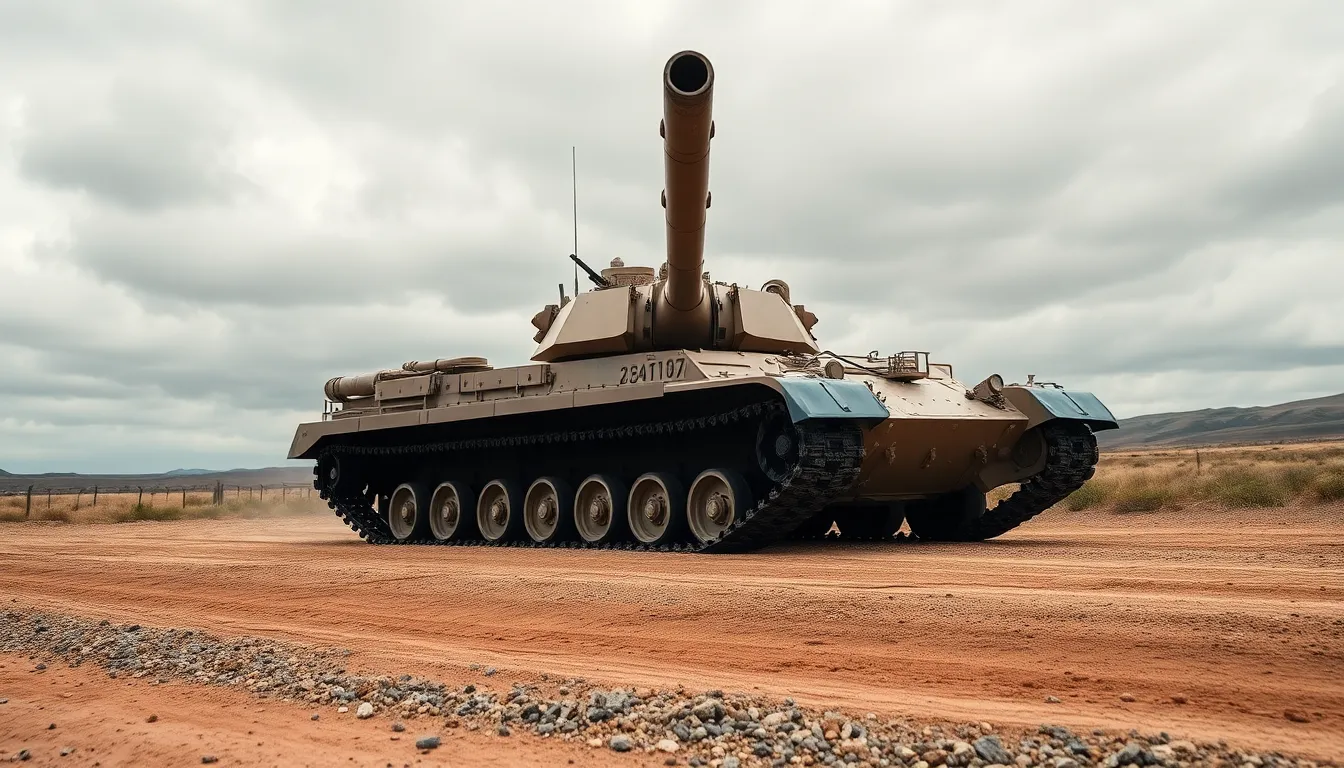 Armored Vehicle in Overcast Landscape