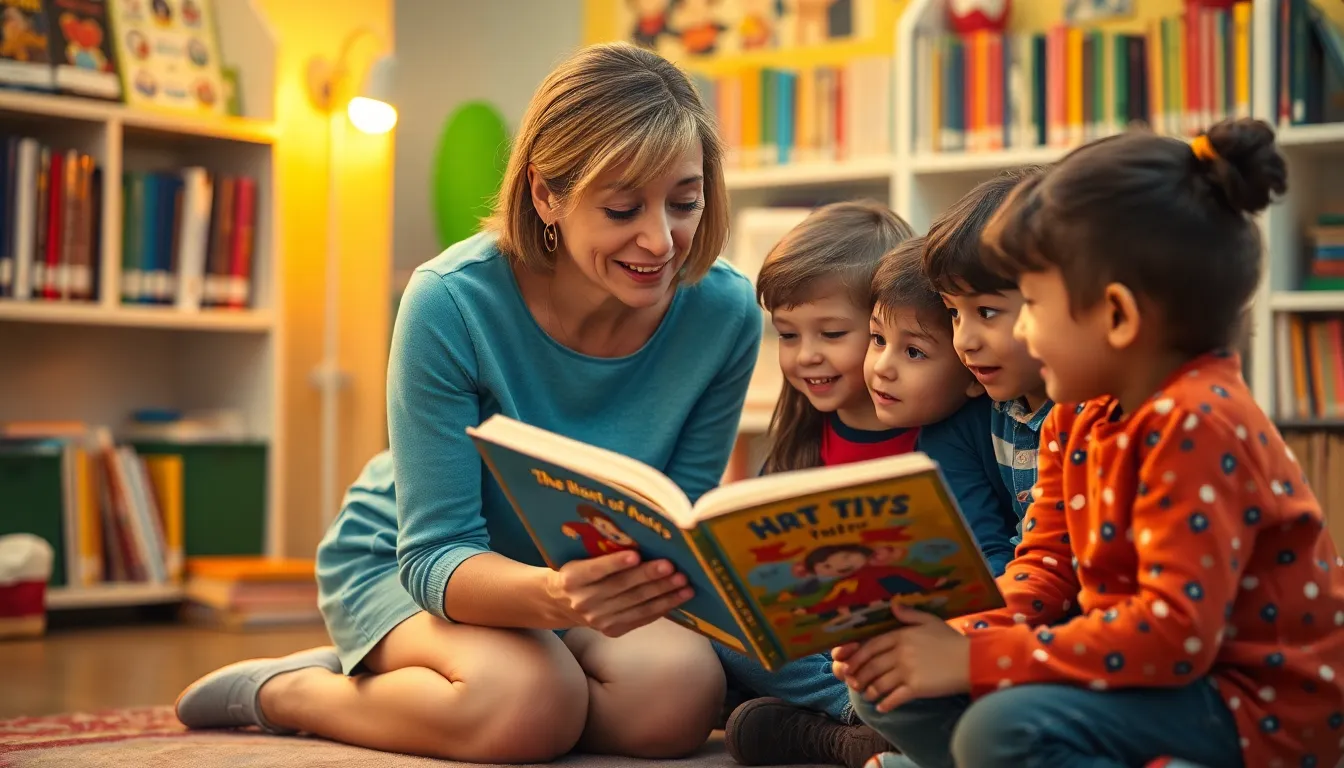 Elementary Teacher Reading to Children in Cozy Reading Corner