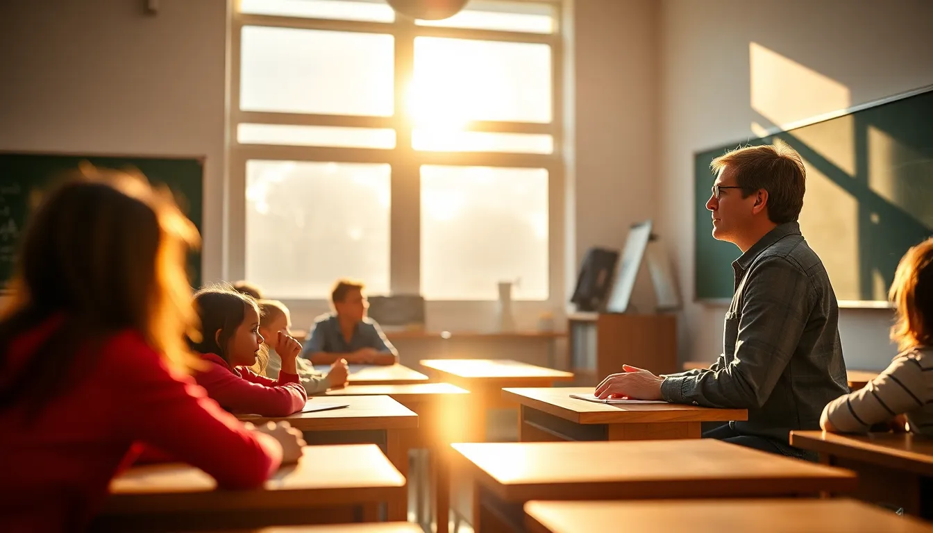 Engaged Teacher with Students in Classroom