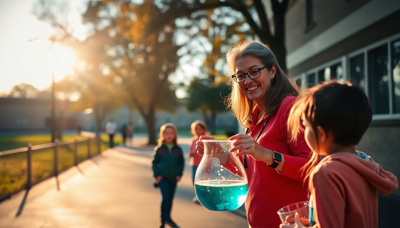 Teacher Leading Outdoor Science Experiment
