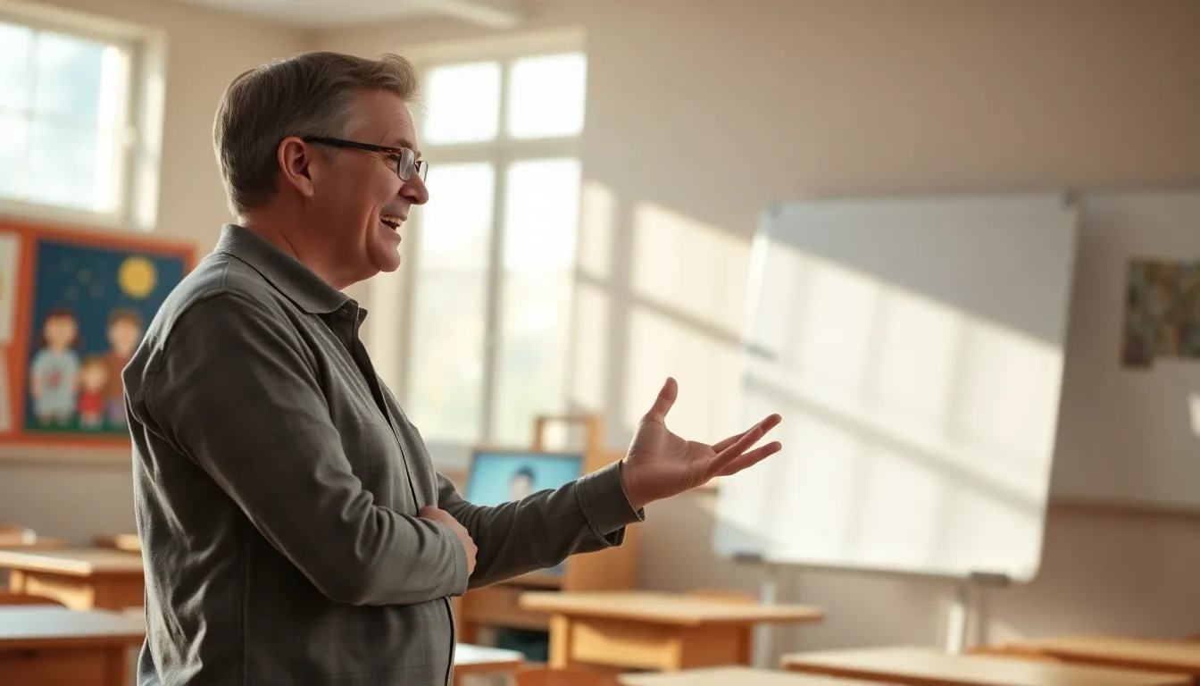 Engaged Teacher Explaining Math in Classroom