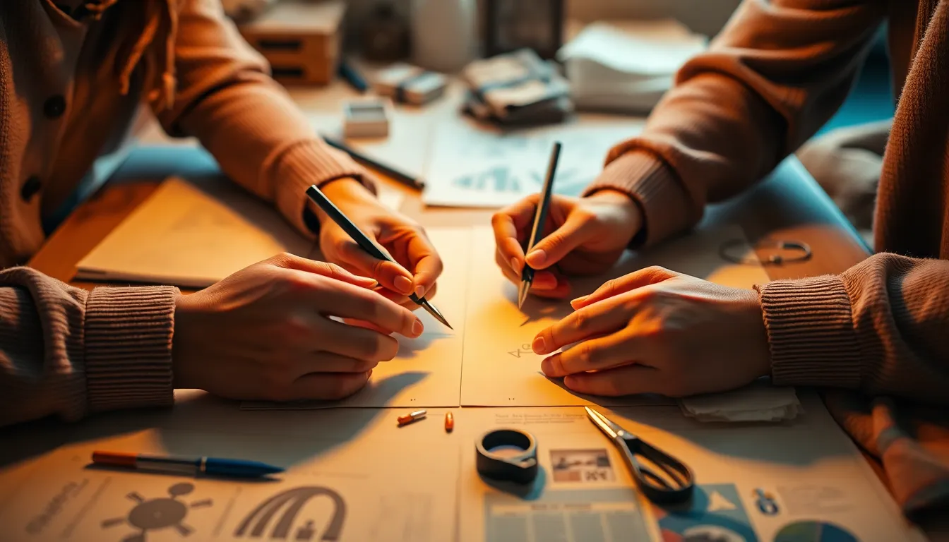 Close-Up of Collaborative Teamwork on Design Project