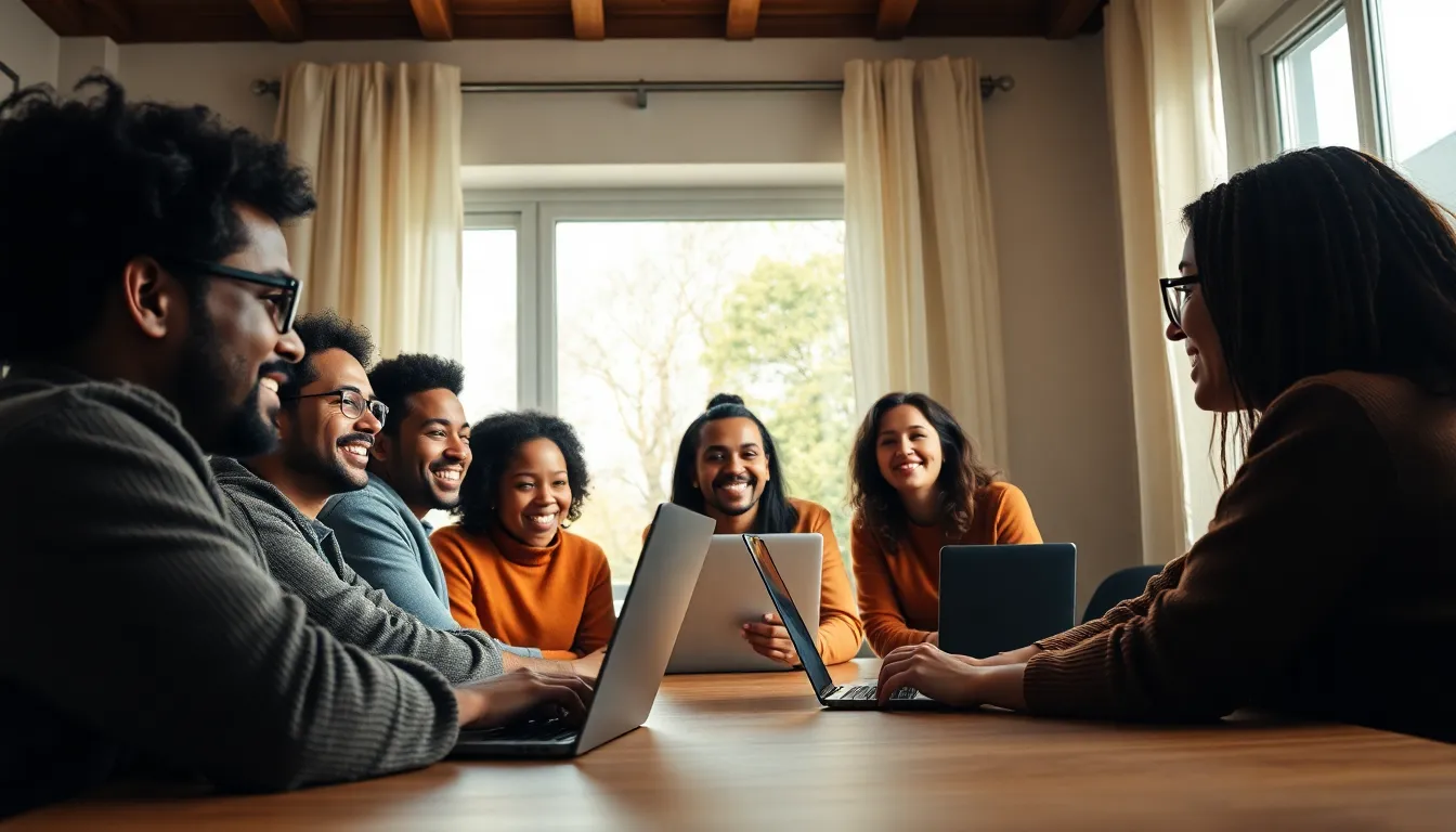Virtual Team Meeting in Home Office