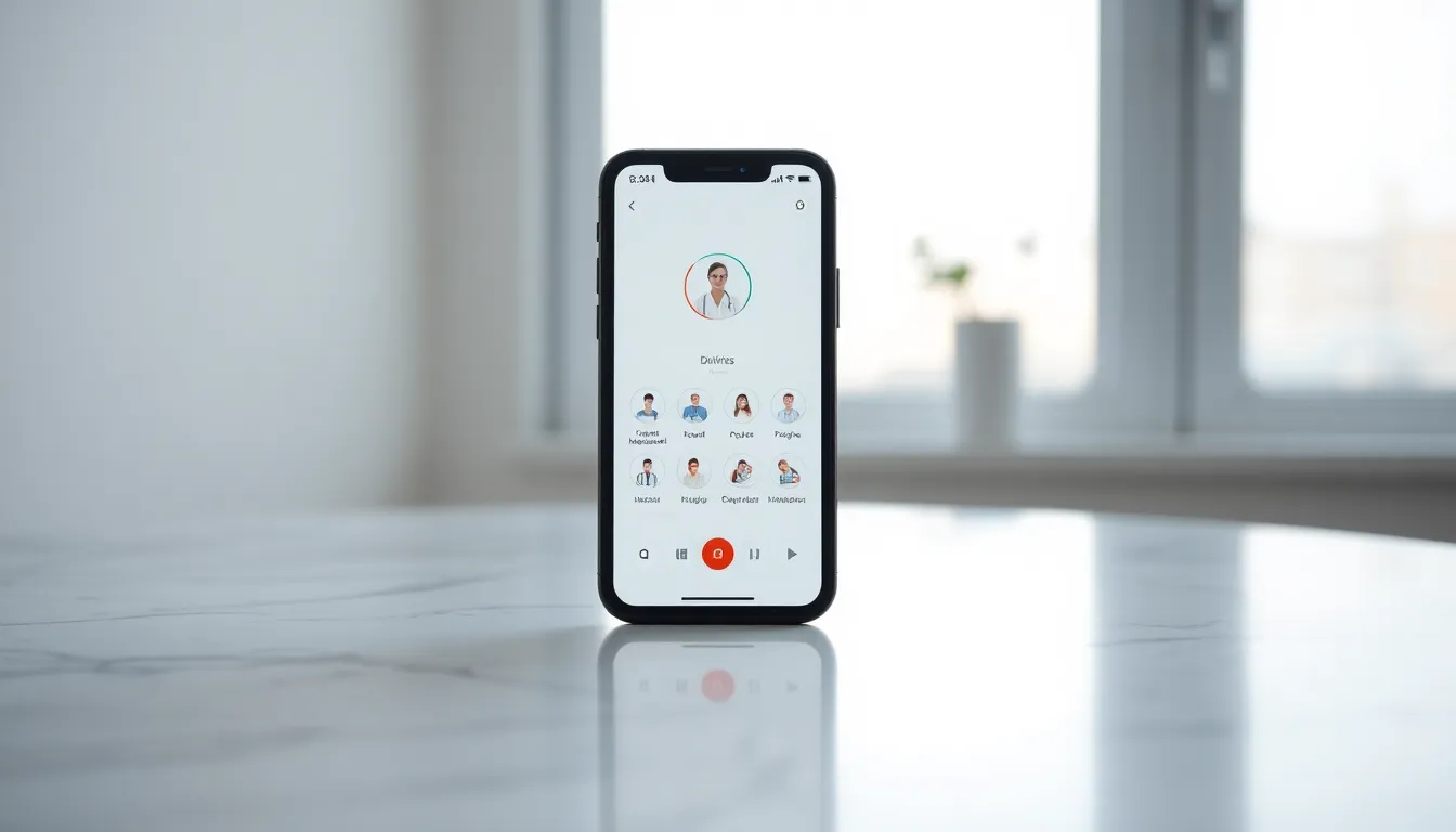 This visually appealing image showcases a close-up of a telemedicine application displayed on a smartphone, resting on a sleek marble surface. Soft side lighting from a nearby window adds elegance to the scene. The cool color palette of whites and pastels accentuates the modern design of the app interface. The shallow depth of field emphasizes the intricate details of the app, representing the convenience and accessibility of telemedicine in today's healthcare landscape.