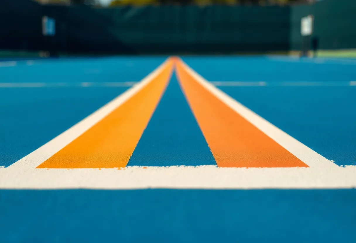 Meticulously Prepared Tennis Court Before Match