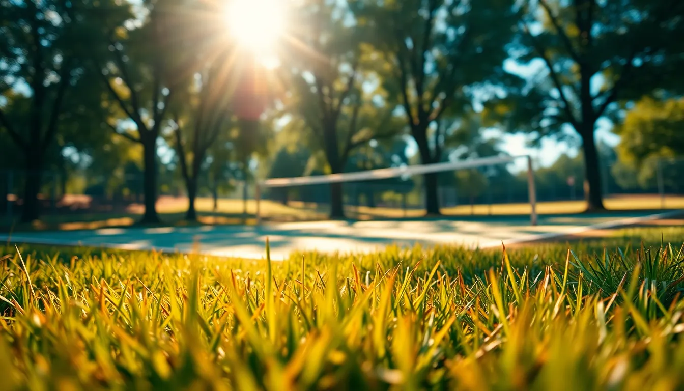 Tennis Court Surrounded by Nature