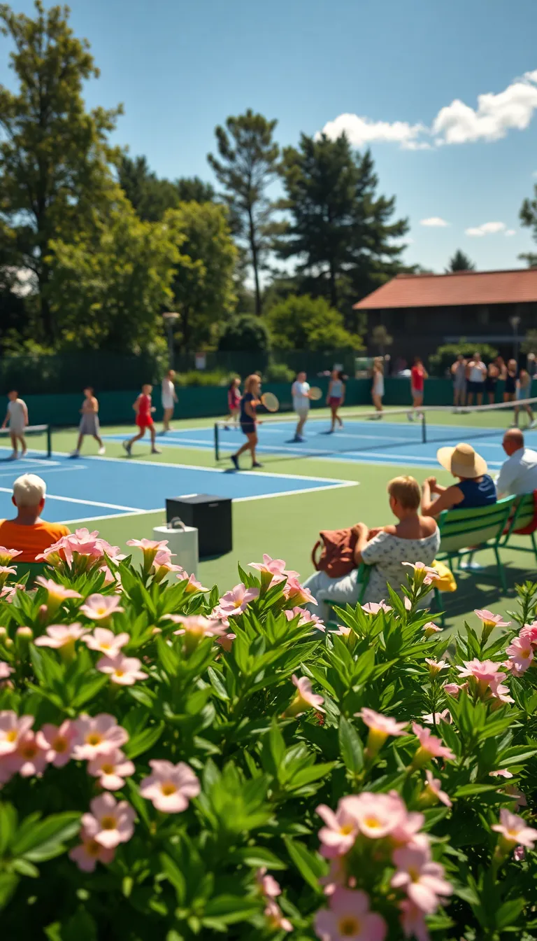 Vibrant Tennis Club Atmosphere on Sunny Day