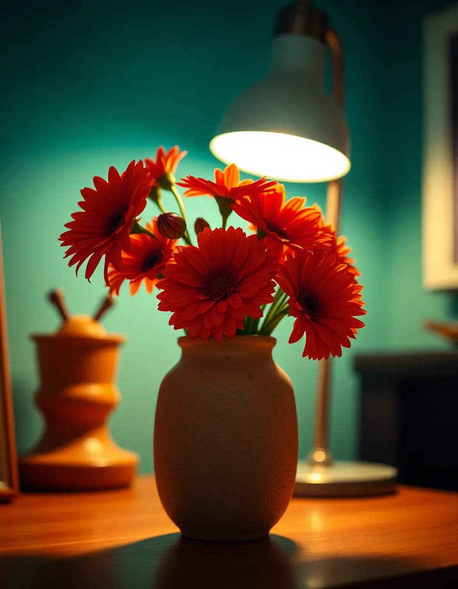 Textured Ceramic Vase with Flowers