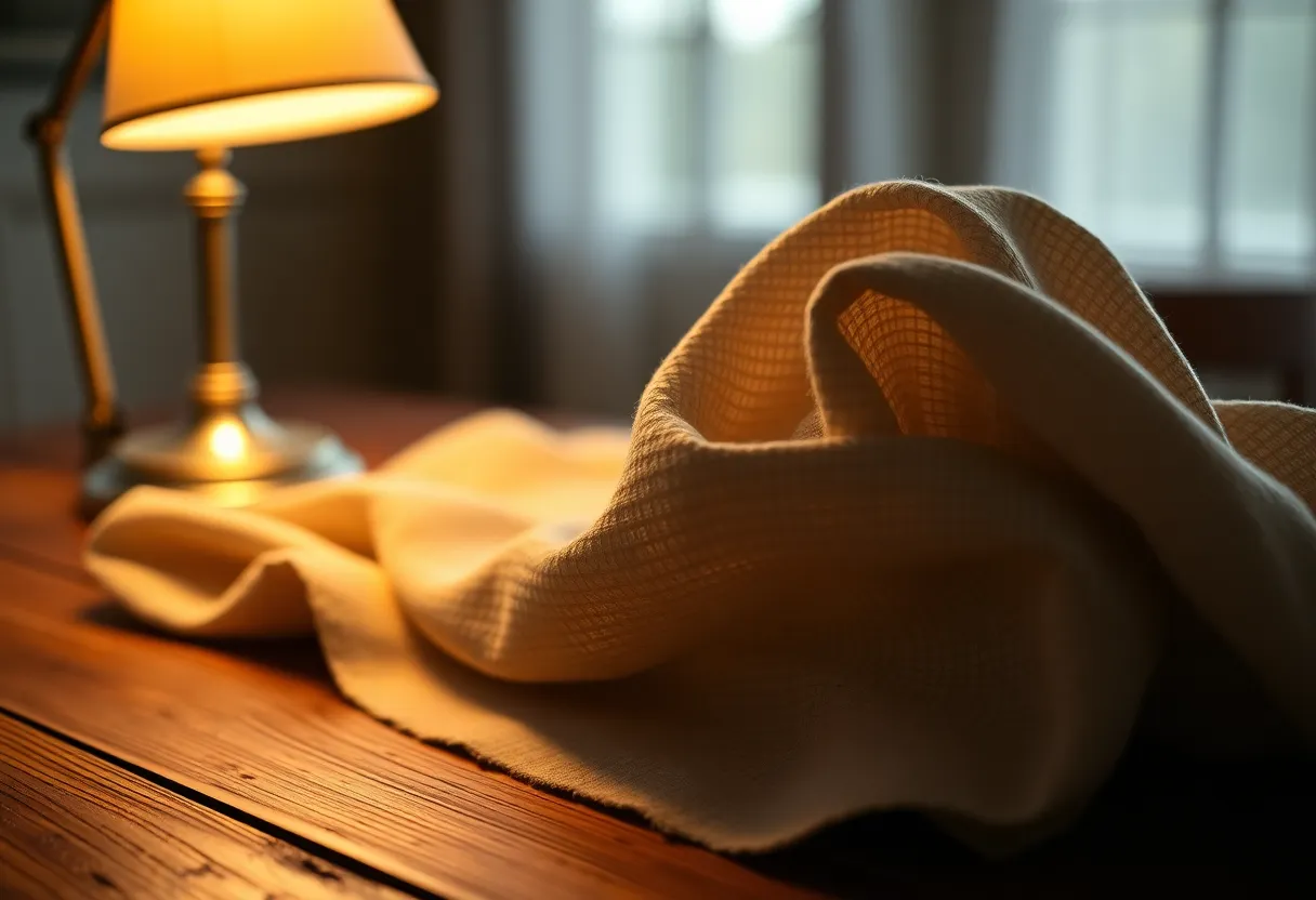 Textured Linen Fabric on Wood