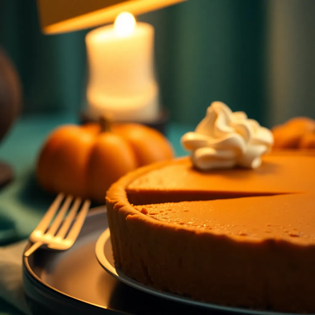 Close-Up of Pumpkin Pie with Whipped Cream