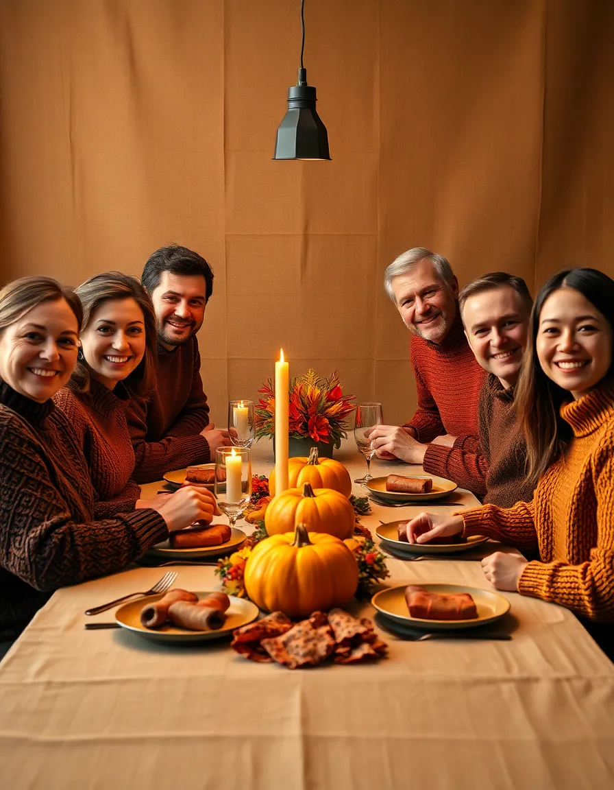 Family Portrait During Thanksgiving Celebration