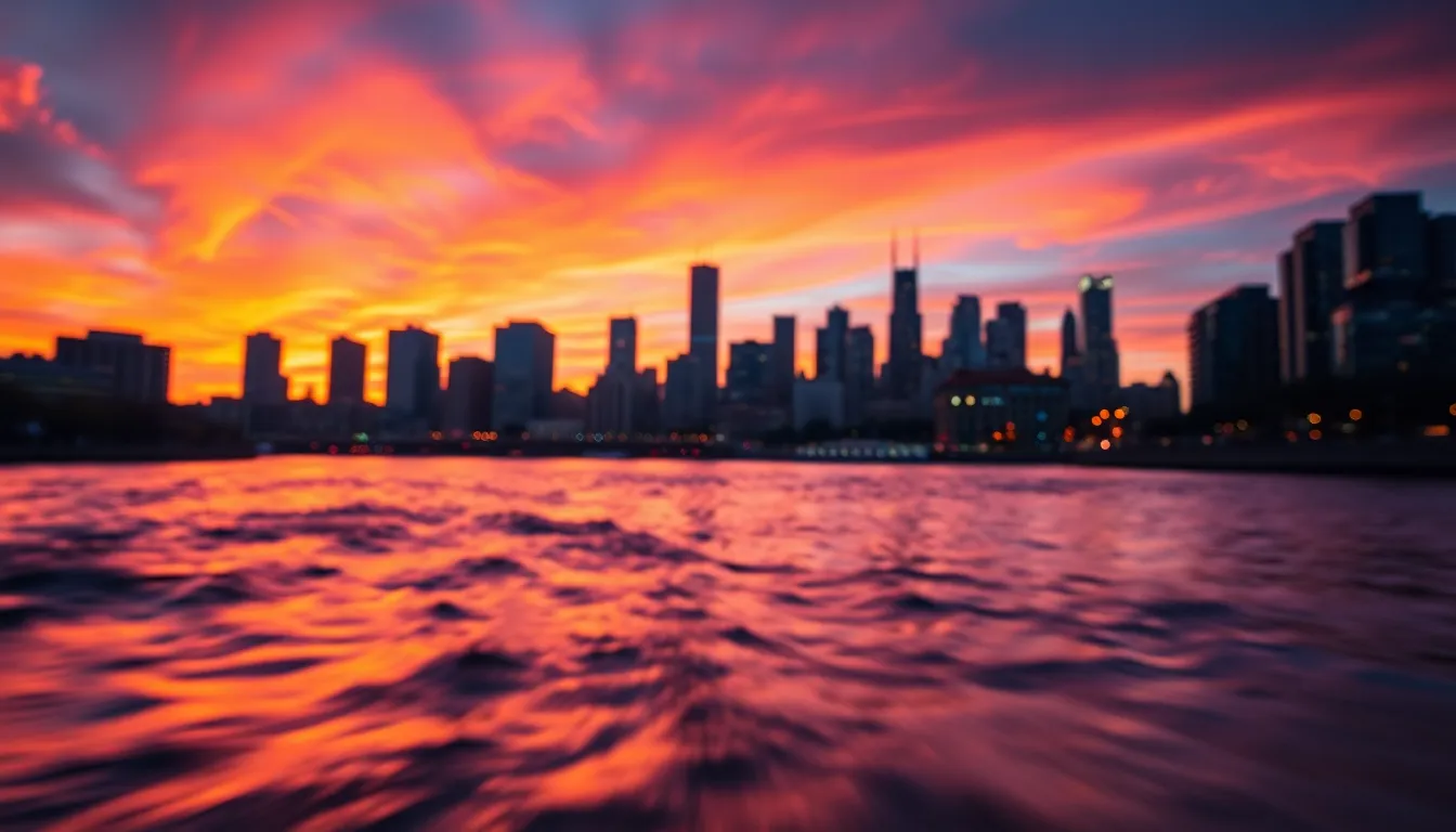 Vibrant City Square at Golden Hour