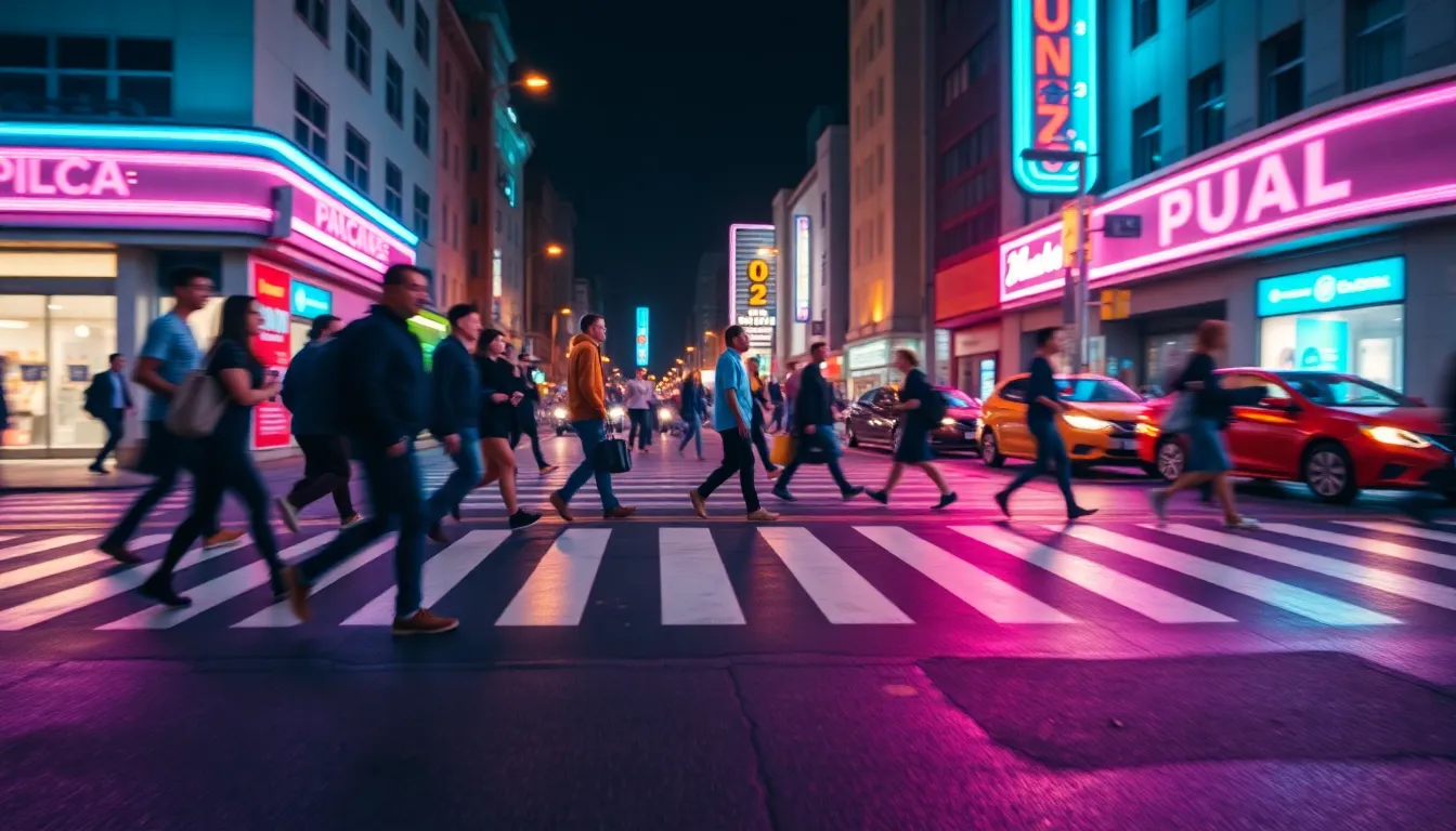 Neon-lit Intersection Timelapse
