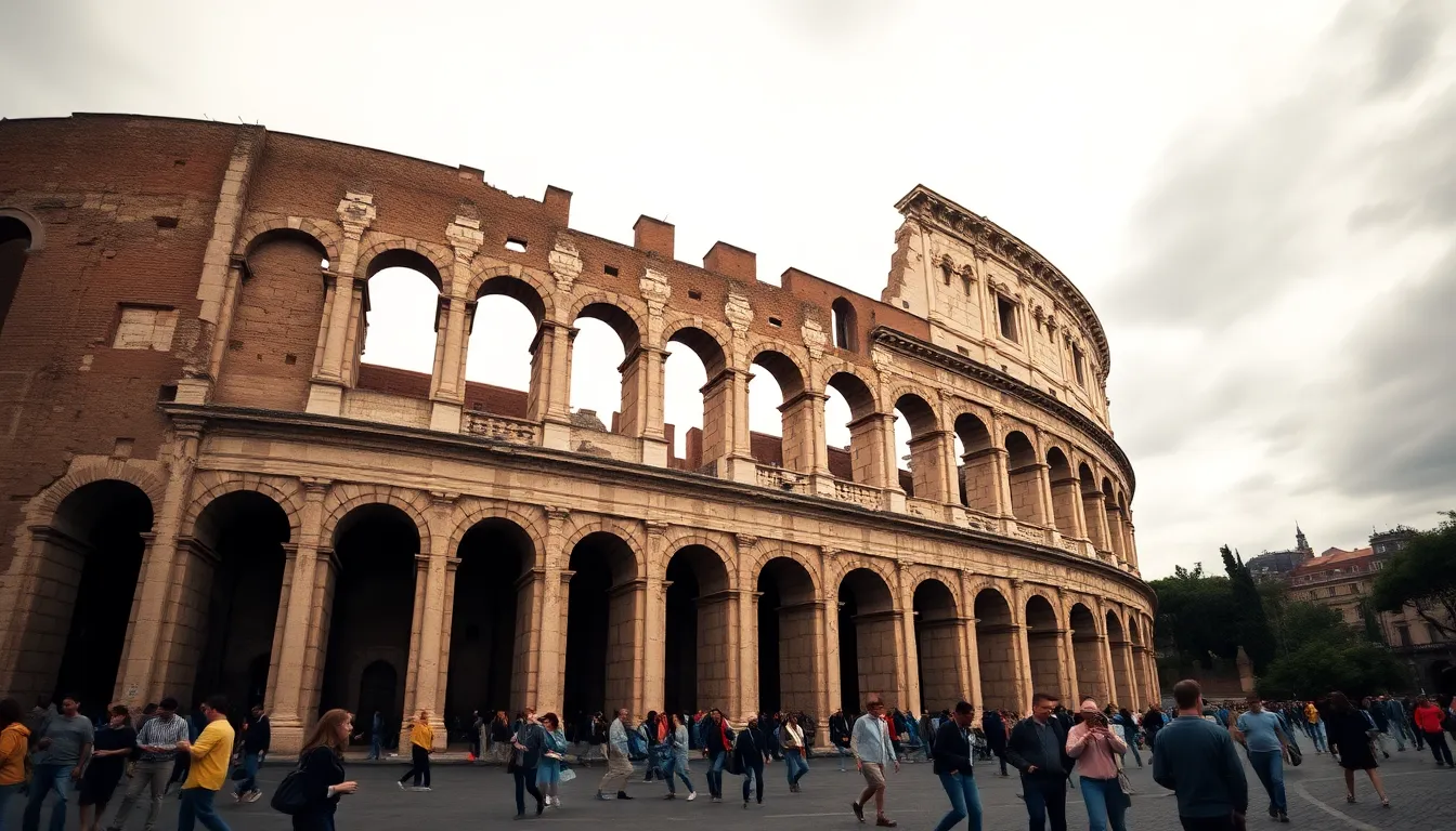 Colosseum in Rome on a Cloudy Day