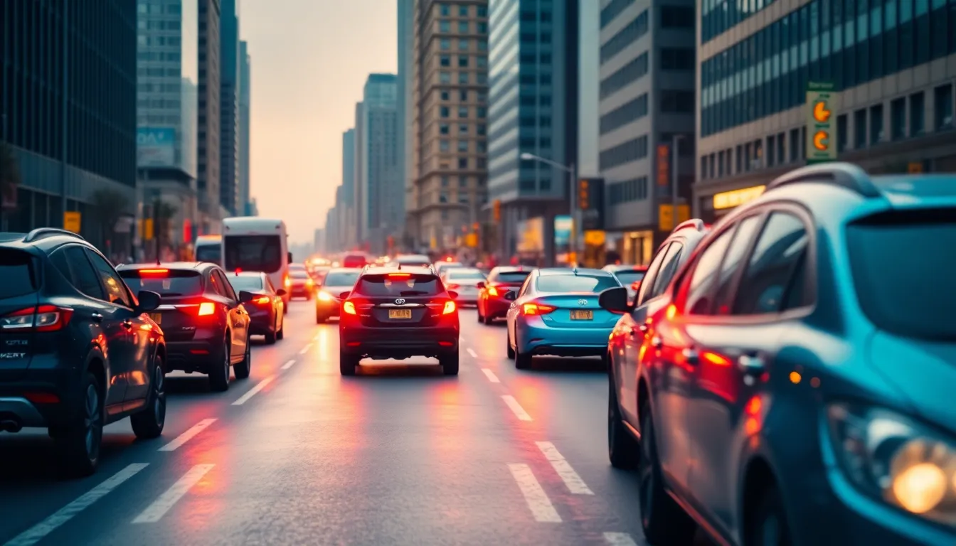 Busy Urban Intersection During Rush Hour