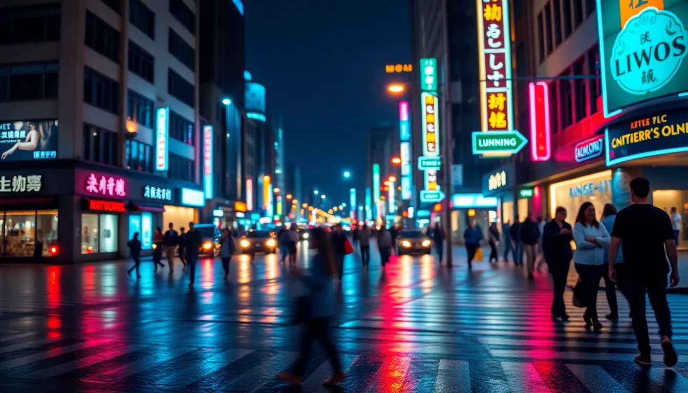 Vibrant City Intersection at Twilight