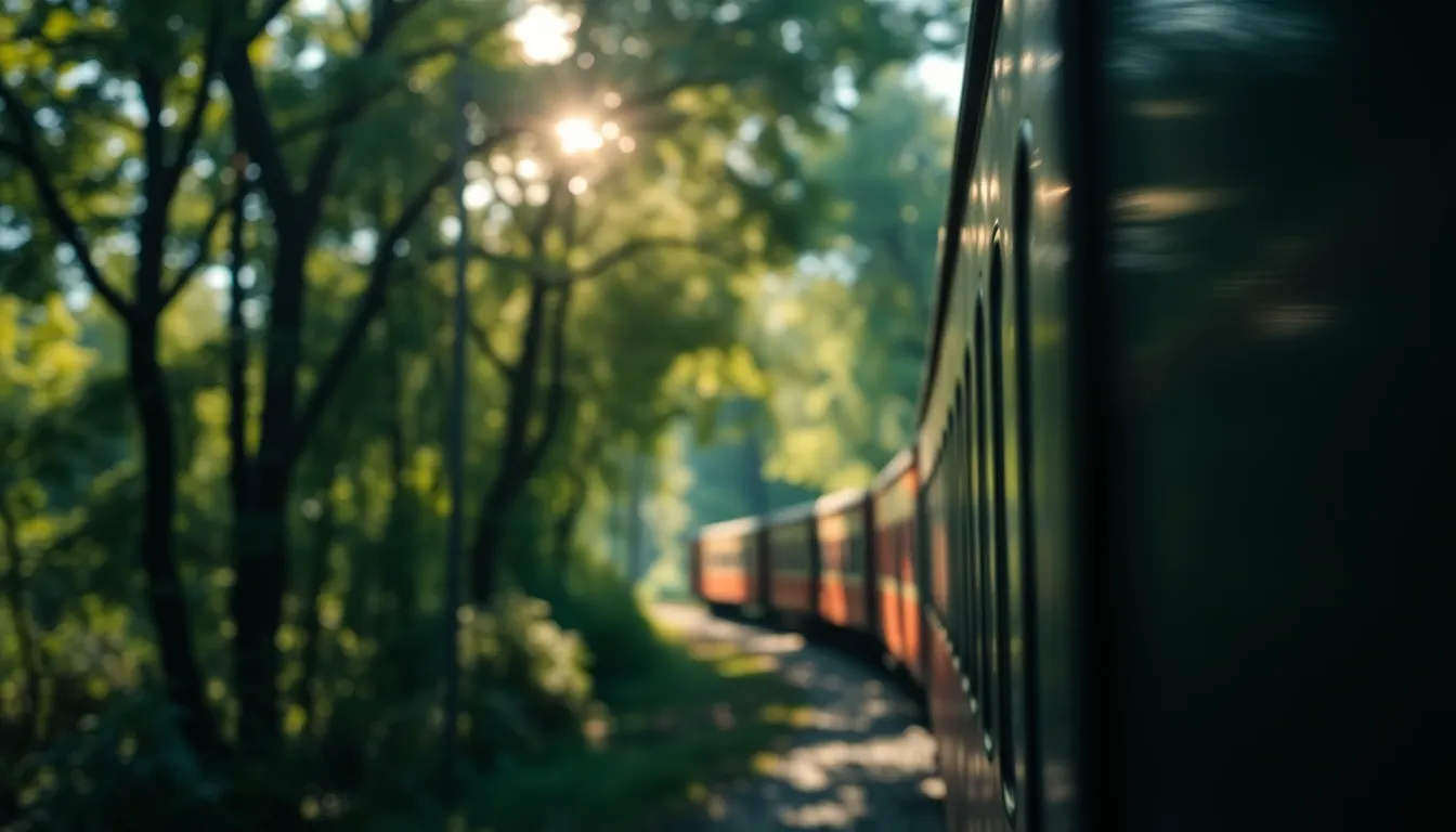 Train Passing Through Lush Forest