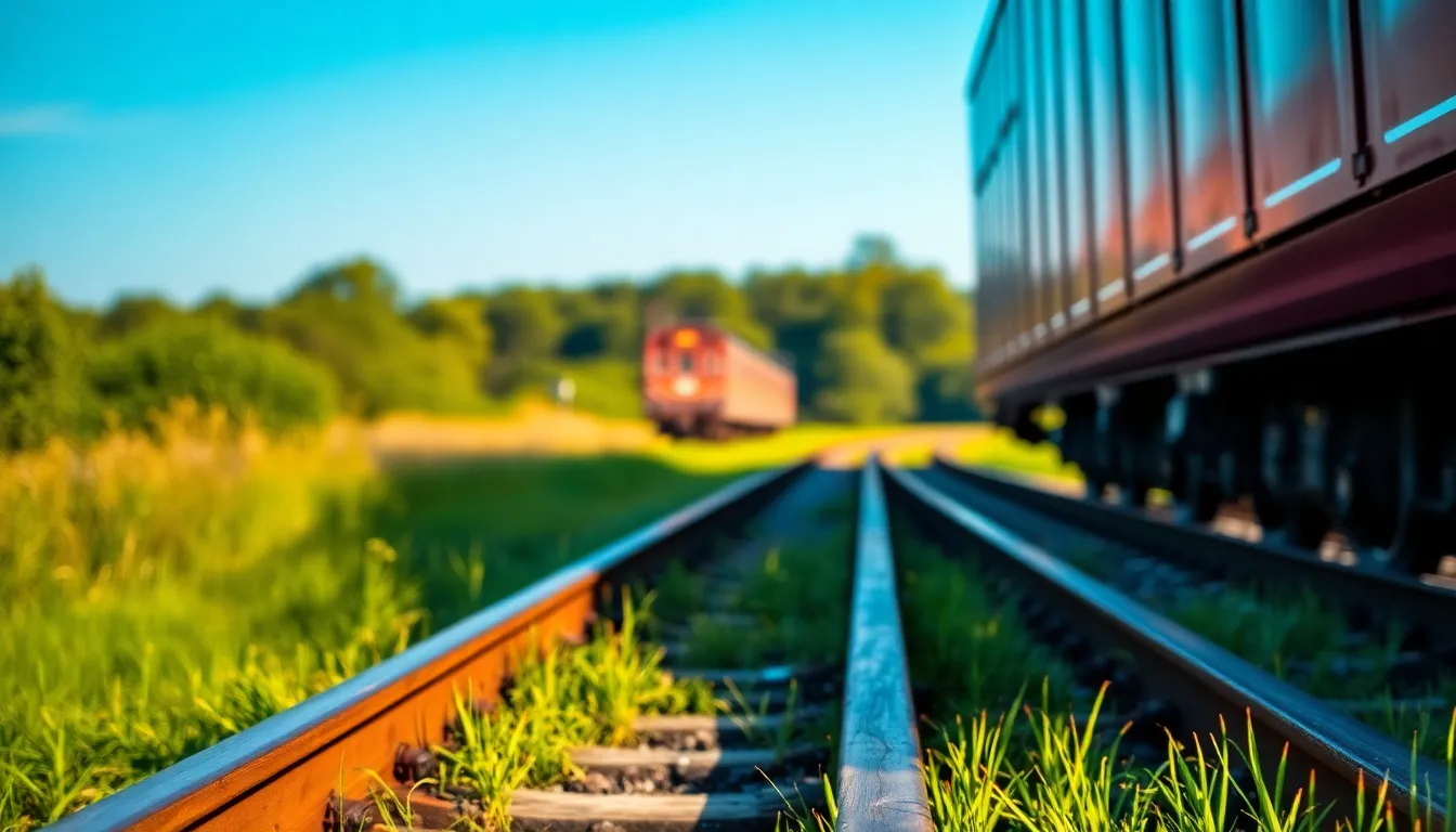 Vibrant Train on Scenic Tracks