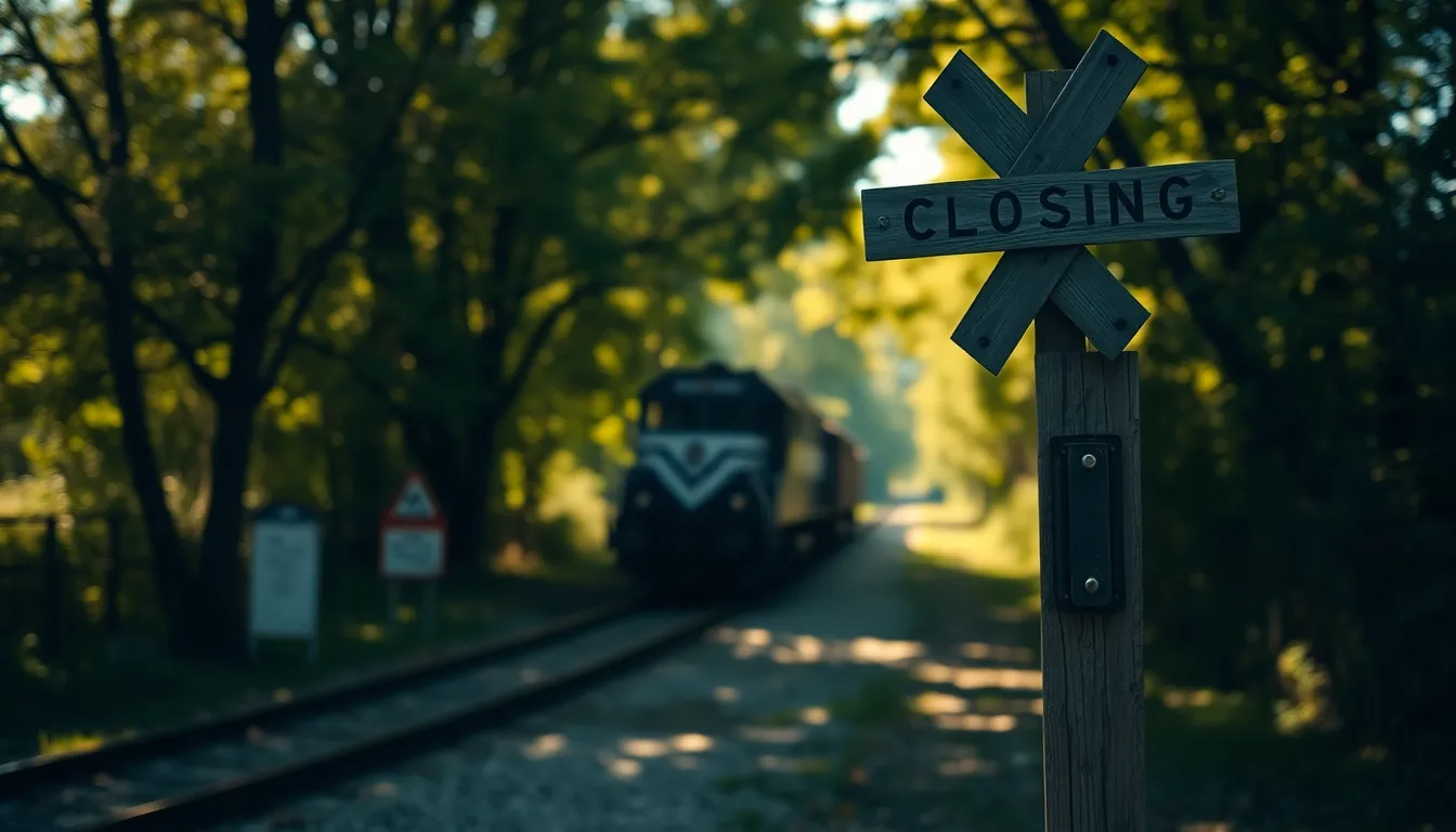 Rural Train Crossing in Nature A serene scene captures a train approaching a rustic wooden crossing amidst a lush rural setting. Dappled sunlight filters through the trees, creating a soft, painterly background that enhances the focus on the moving train. The natural muted tones evoke a peaceful ambiance, while the dynamic angle of the shot adds a sense of motion and anticipation. This image invites viewers into the tranquil beauty of the countryside and the romance of train travel.