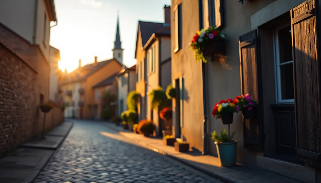 Charming European Village at Golden Hour