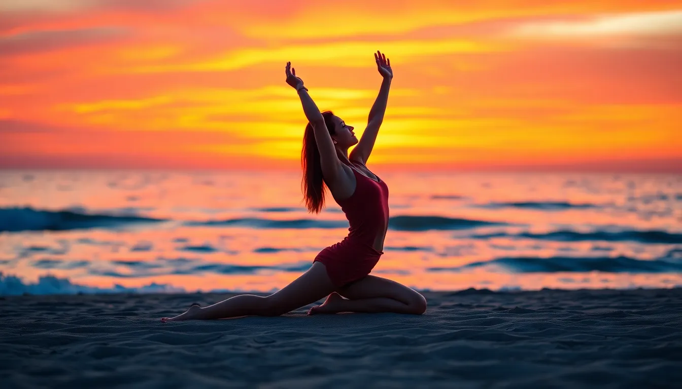 Sunset Yoga on a Tranquil Beach