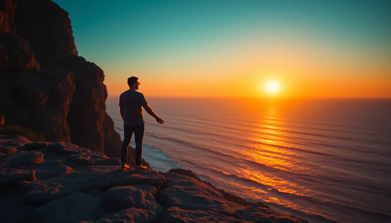 Couple Enjoying Sunset on Beach