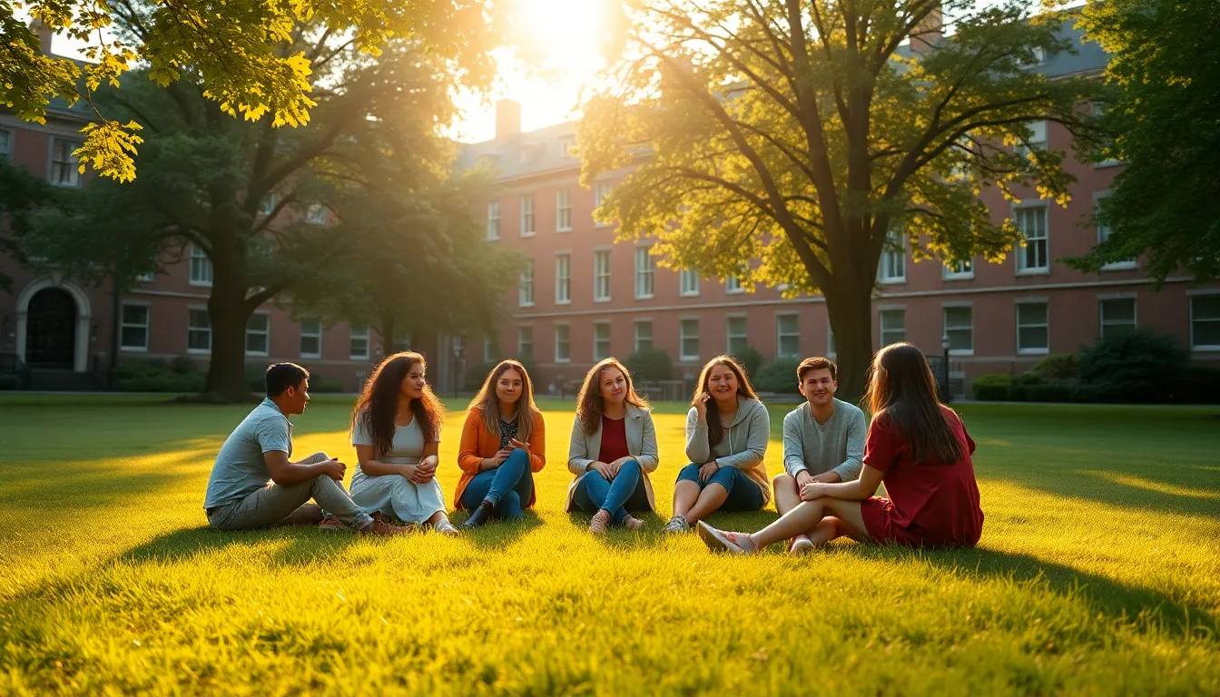 Students Discussing on University Quad