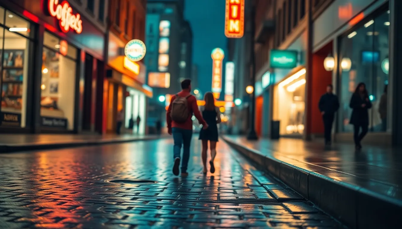 Romantic Evening Walk in Urban Streets