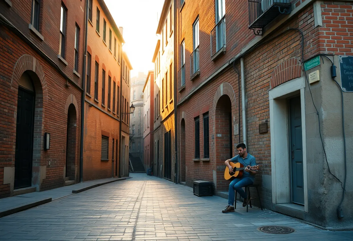 Street Musician in Golden Hour Light