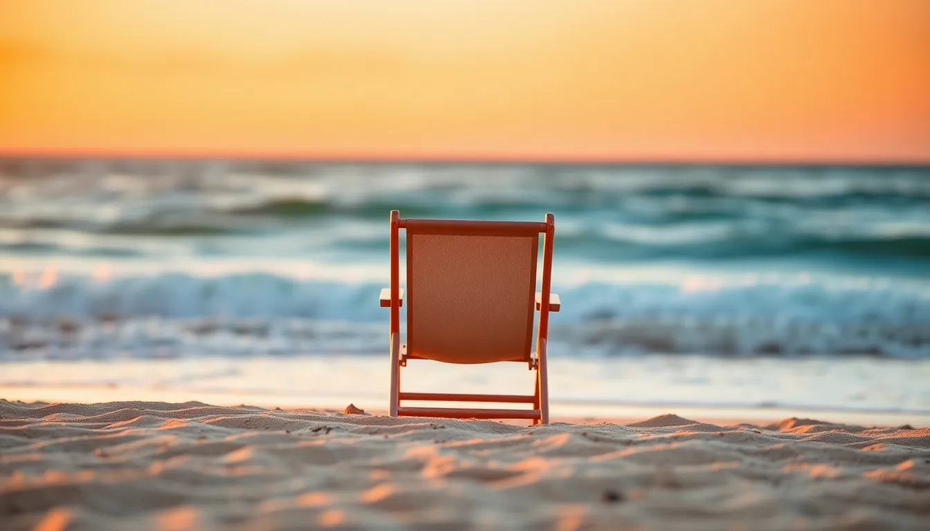 Serene Beach Sunset with Chair