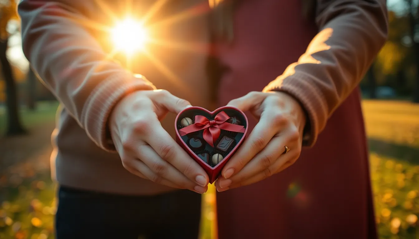 Couple Sharing Chocolates on Valentine's Day