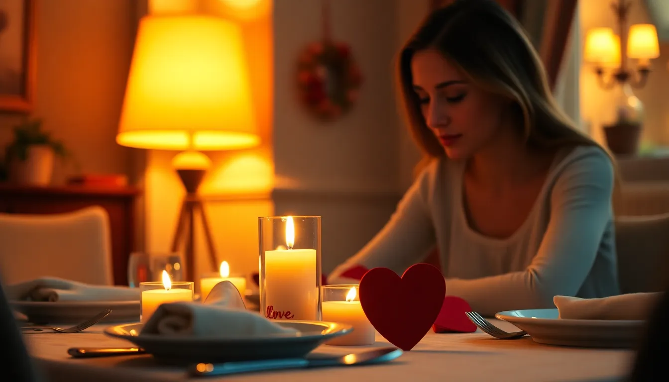 A beautifully arranged bouquet of red and pink roses sits on a rustic wooden table, illuminated by a warm tungsten desk lamp. The delicate petals shimmer with morning dew, creating a romantic atmosphere perfect for Valentine's Day. Soft chocolates are subtly blurred in the background, enhancing the warm, inviting mood. This composition captures the essence of love and affection associated with the holiday.