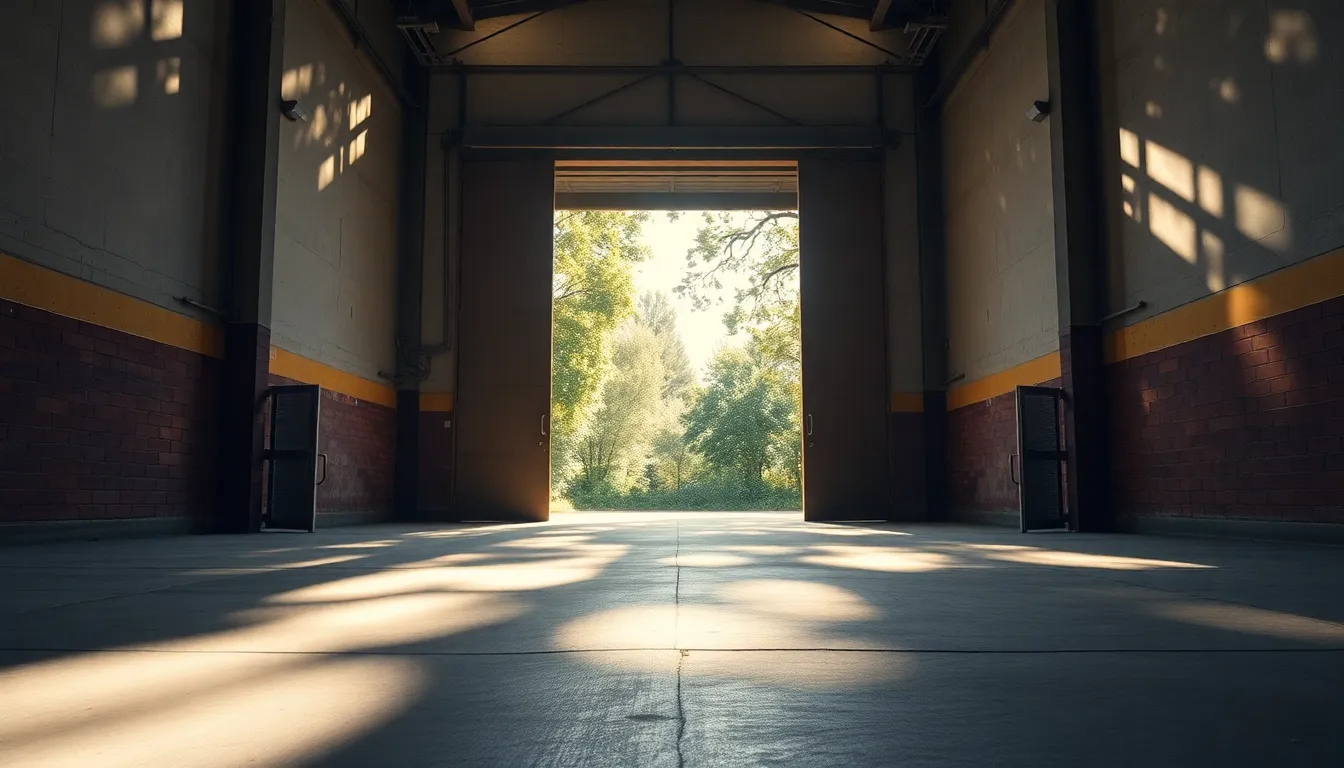Dappled Sunlight in Warehouse Entryway