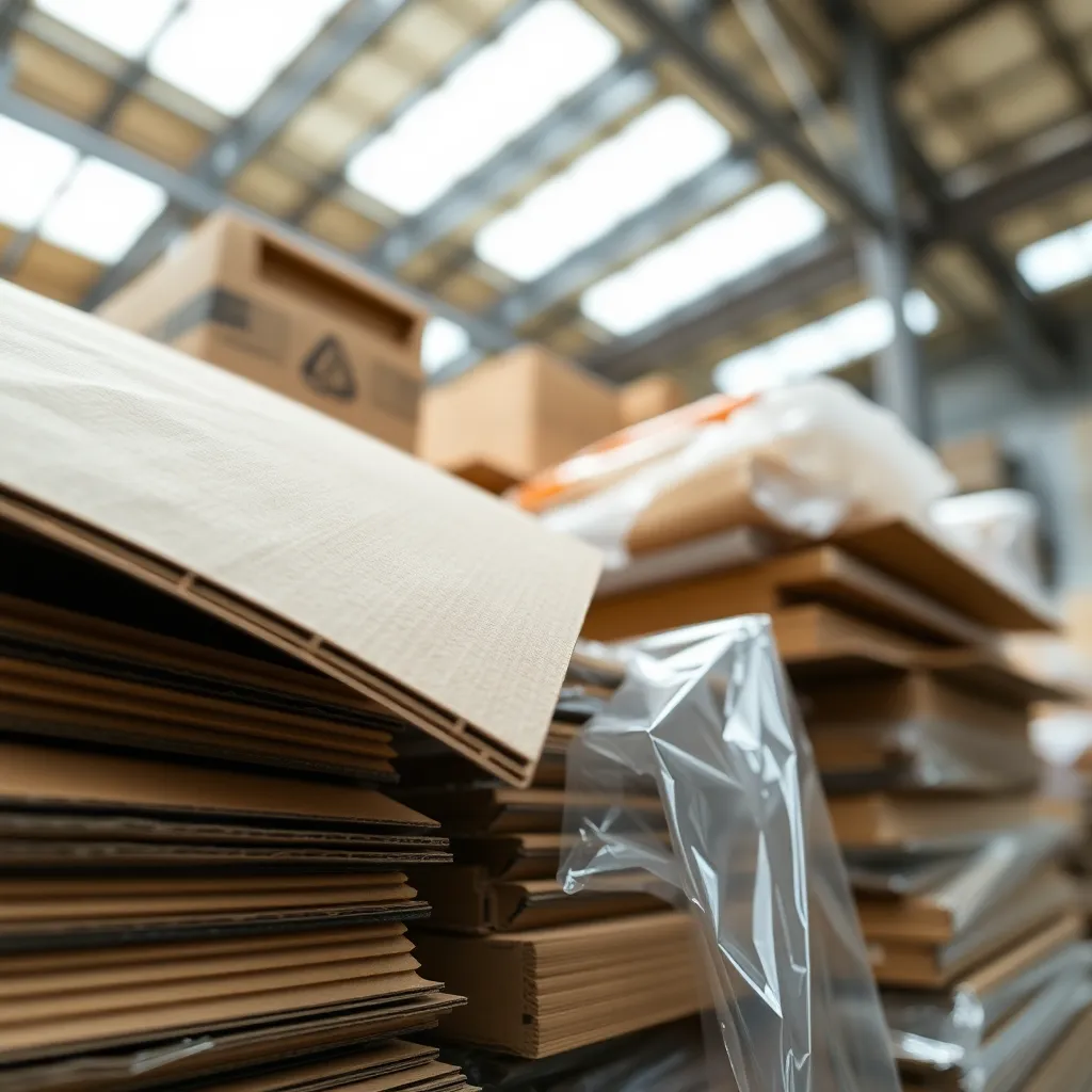 Close-Up of Packaging Materials in Warehouse