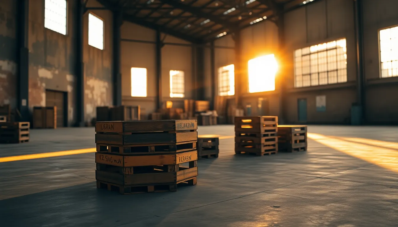 Golden Hour Illuminated Warehouse Stacks
