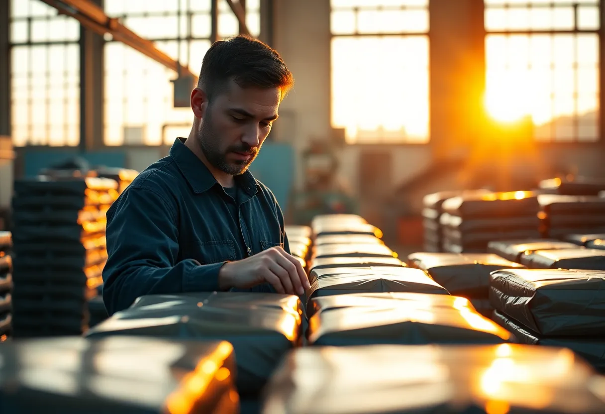 Warehouse Worker Examining Packages