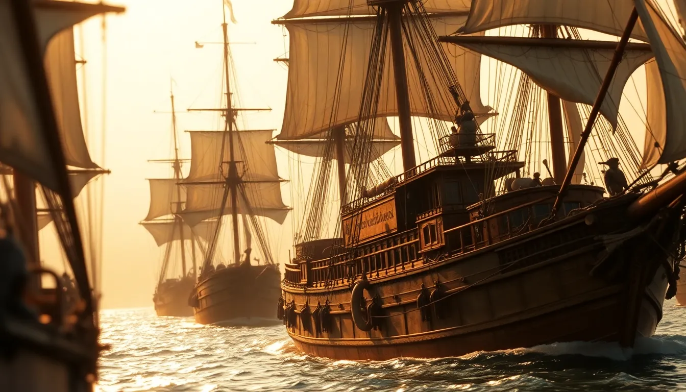 Historic Naval Battle Scene