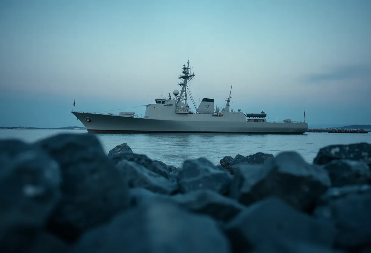 Serene Naval Frigate at Twilight