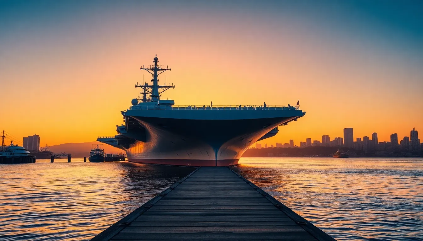 Aircraft Carrier at Sunset