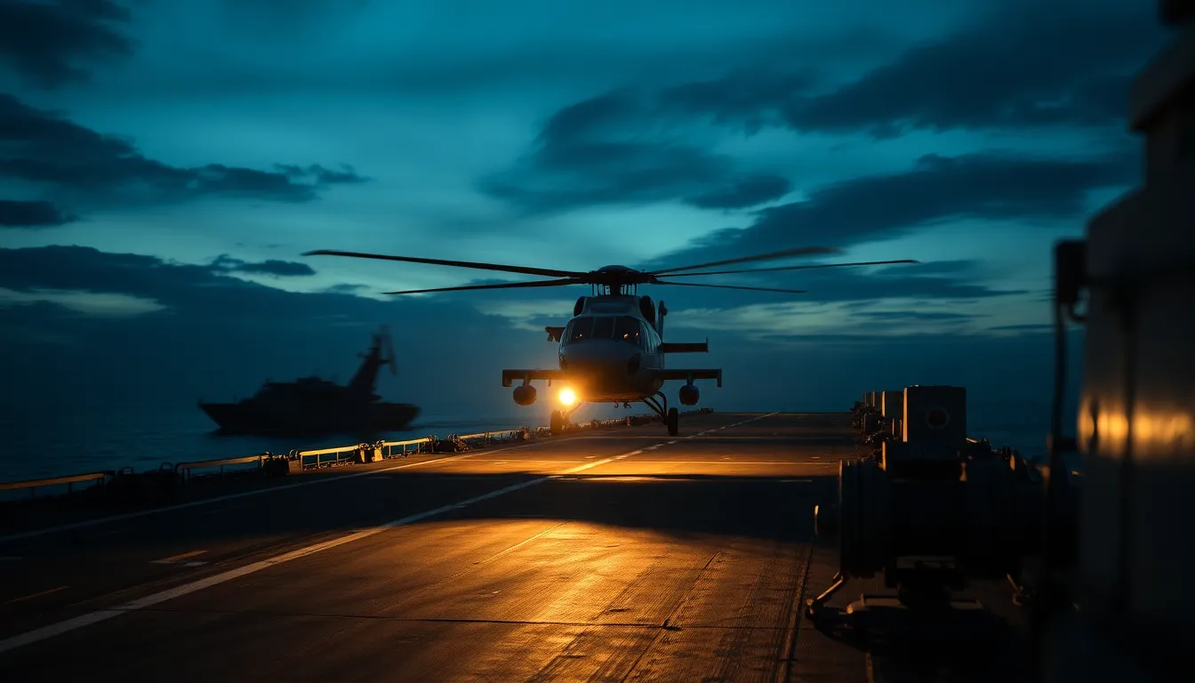 Helicopter Launching from Aircraft Carrier