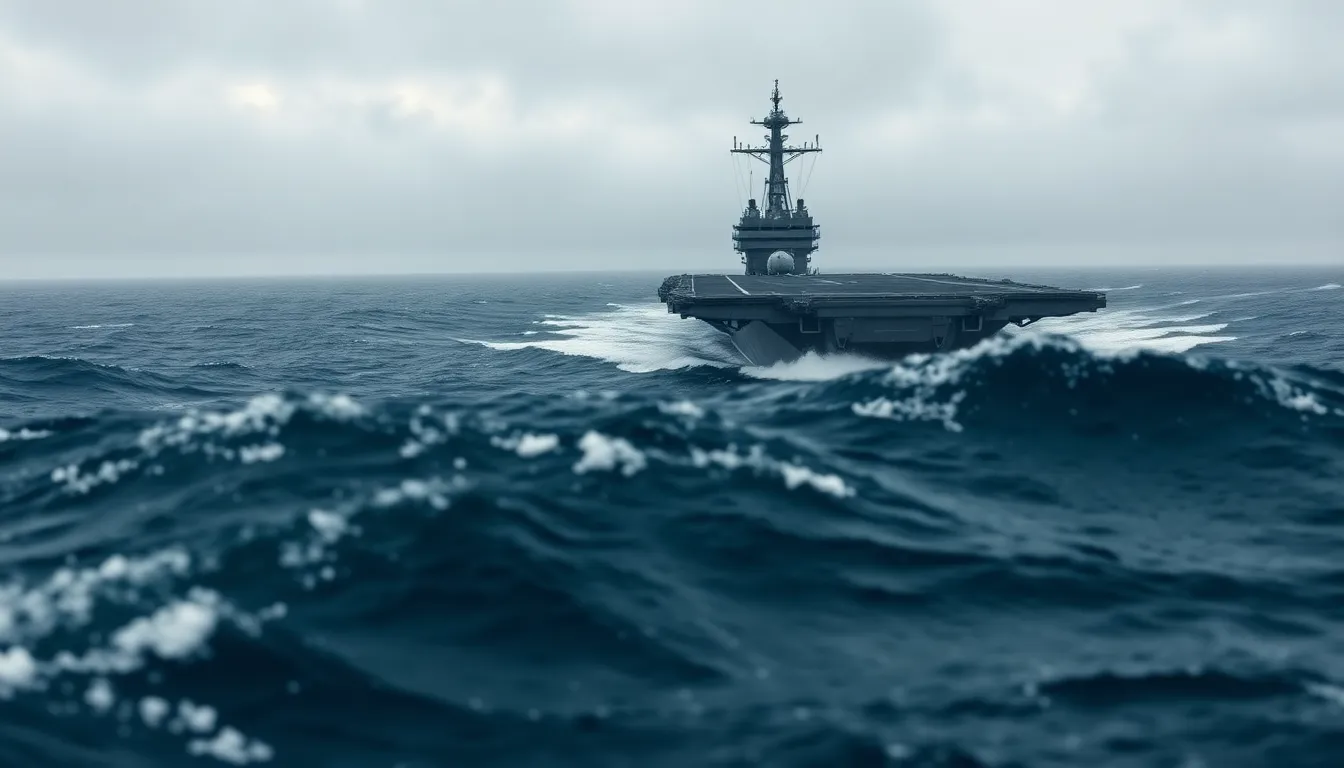 Aircraft Carrier in Rough Seas
