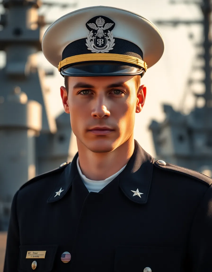 Naval Officer on Battleship Deck