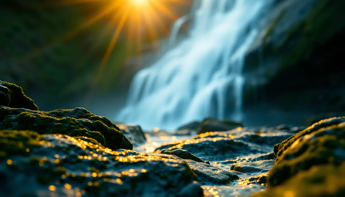 Majestic Waterfall at Golden Hour