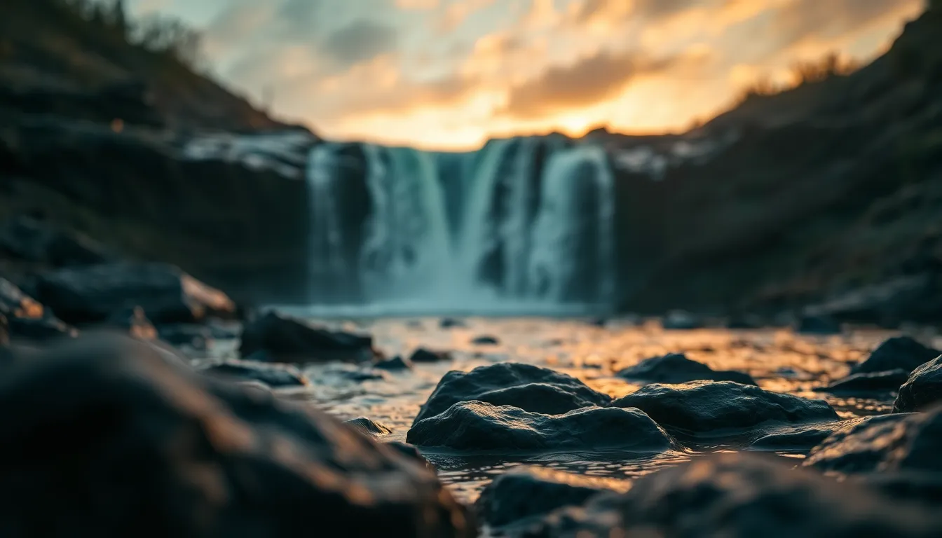 Ethereal Waterfall at Dusk