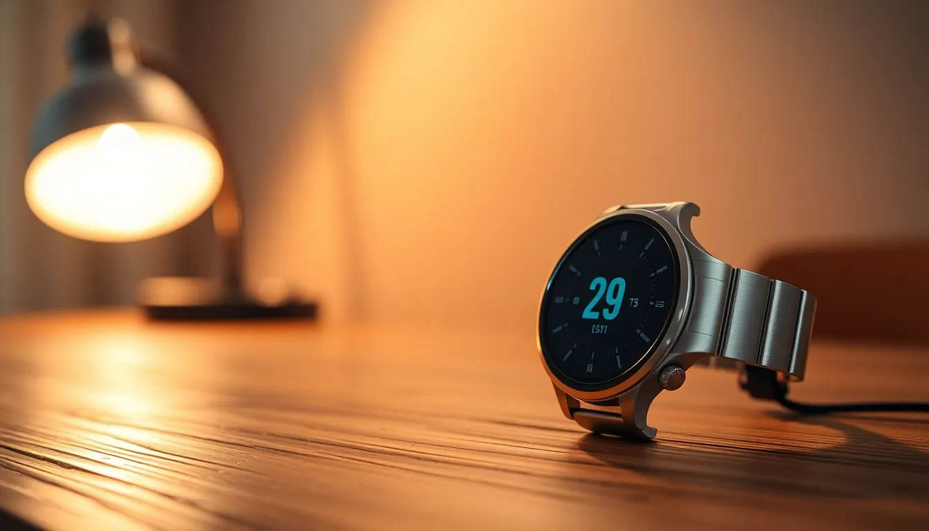 Close-Up of Smartwatch on Wooden Table