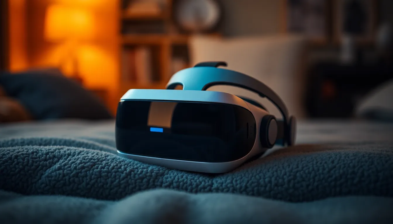 High-Tech VR Headset on Plush Background