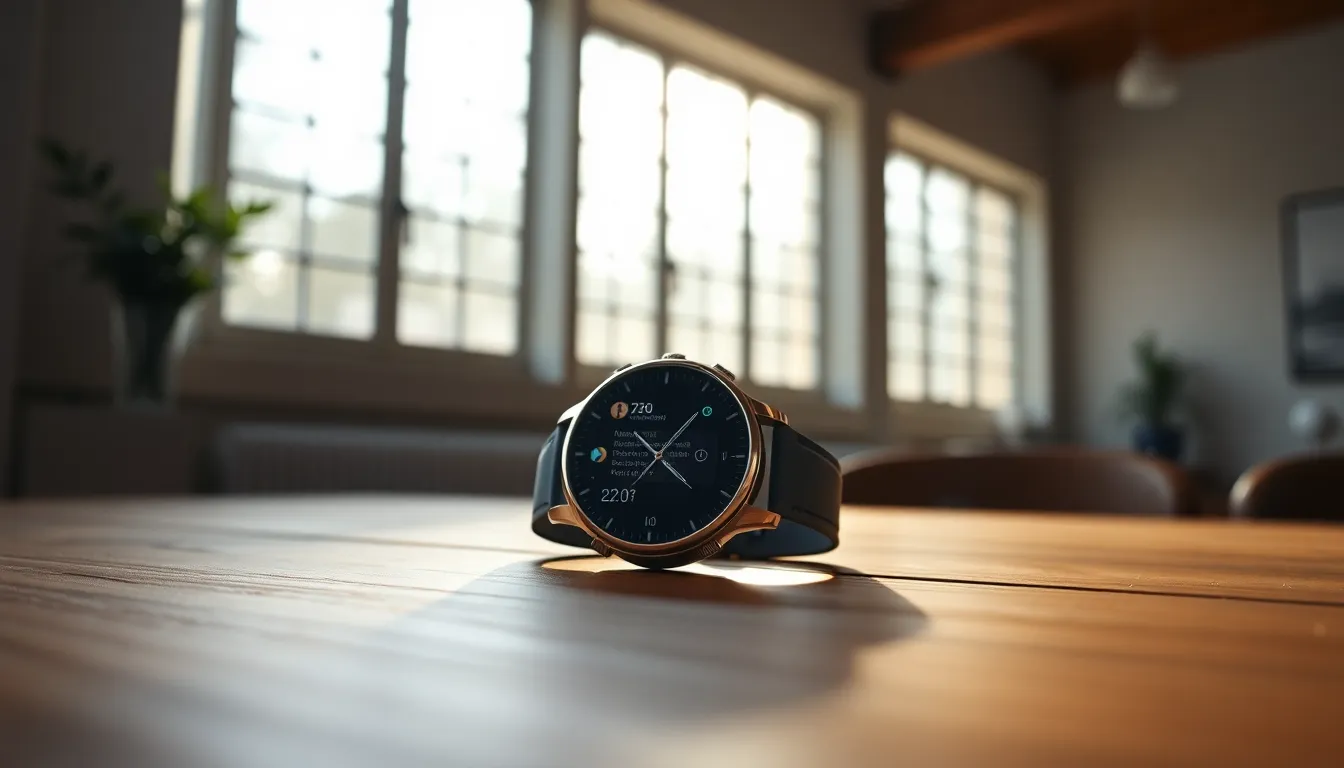 Urban Woman Wearing Smartwatch at Sunset