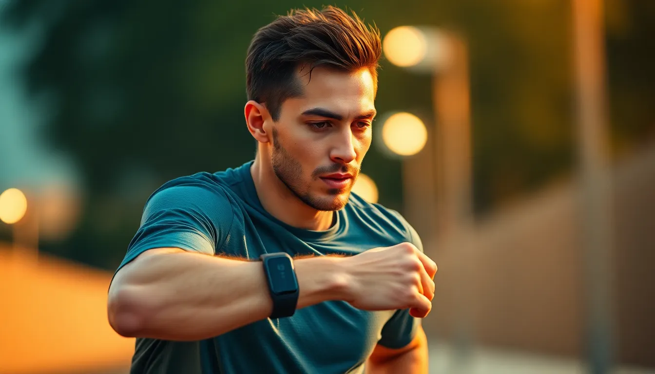 Athlete Wearing Health Monitor While Running