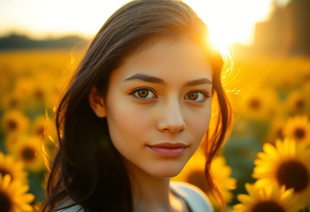 Golden Hour in a Sunflower Field